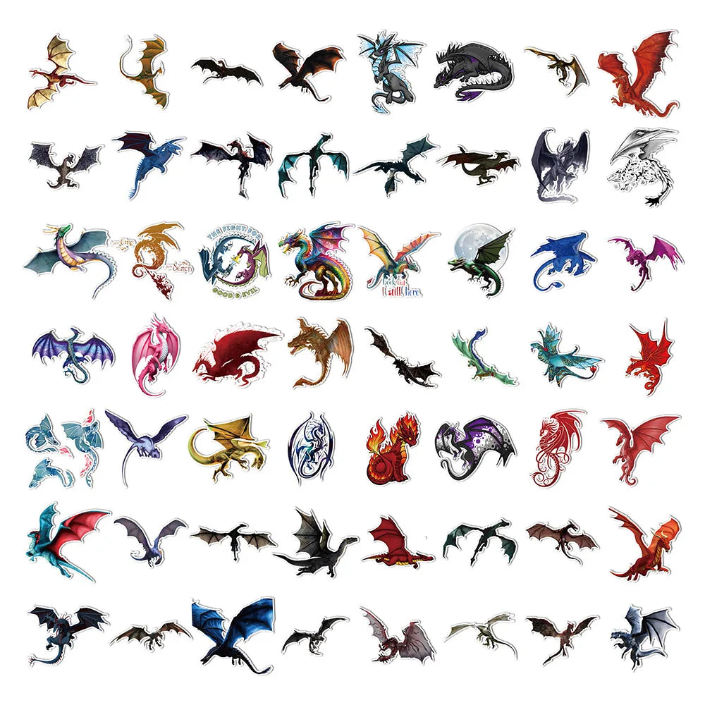 10/30/60PCS Ferocity Dragon Cartoon Stickers Cool Graffiti Decals DIY Laptop Guitar Bike Skateboard Fridge Waterproof Artwork (ONLINE ORDER ONLY)