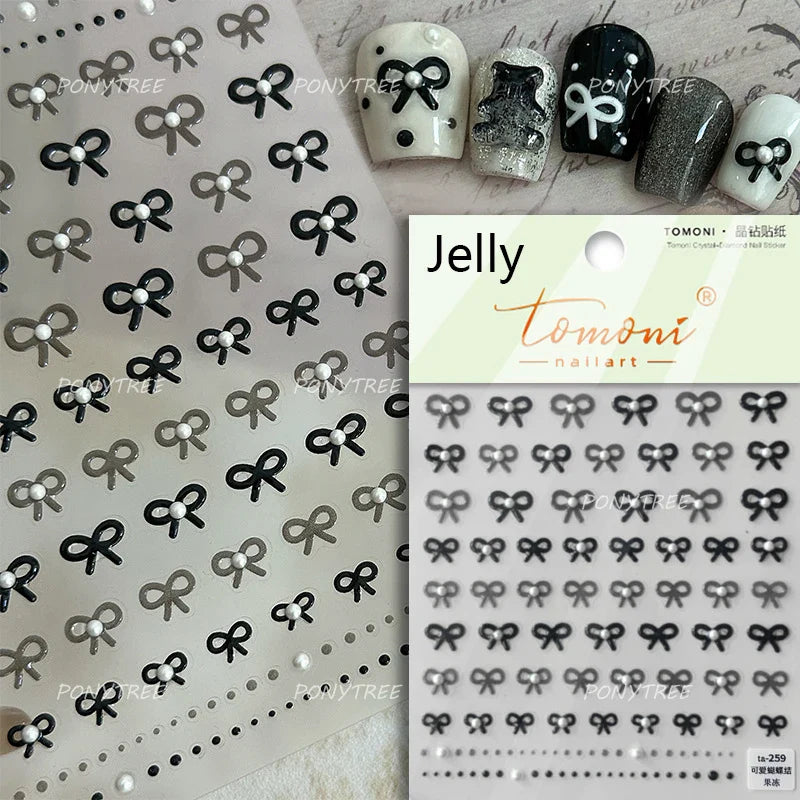 Pink Blue Purple Lovely Line Bowknot Lace Arc Curve Romantic Delicate Cording Embossed Adhesive Nail Art Sticker Manicure Decal (ONLINE ORDER ONLY)