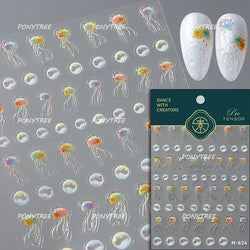 Hot Stamping Laser Shell Conch Starfish Pearl Whale Coral Dolphin Summer Beach Sea Wave Jellyfish Bubble Nail Art Stickers Decal (ONLINE ORDER ONLY)