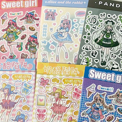 Cute Rabbit Panda Girl Stickers Diary Scrapbooking DIY Album Decoration Sticker Aesthetic Personalized Kawaii Korean Stationery (ONLINE ORDER ONLY)
