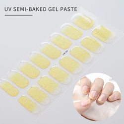 Nude Pink French Semi-Cured Gel Nail Patch Slider Adhesive Waterproof Long Lasting Full Cover Gel Nail Sticker UV Lamp Needed *^ (ONLINE ORDER ONLY)