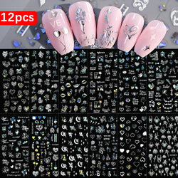 12PCS French Tassel Crescent Moon Arc Self Adhesive Nail Art Sticker 3D French Kiss Crescent Nail Stickers Lines Manicure Decals (ONLINE ORDER ONLY)
