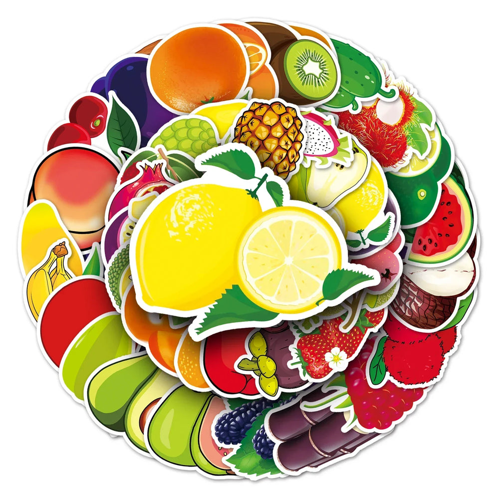 50Pcs Fruit Cartoon Waterproof Vinyl Stickers for Skateboard Snowboard (Online Order Only)