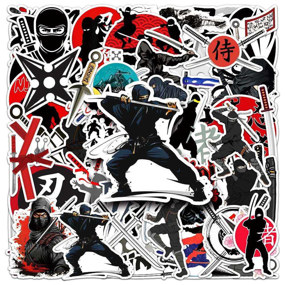 50Pcs Ninja Cartoon Waterproof Vinyl Stickers for Skateboard Snowboard (Online Order Only)