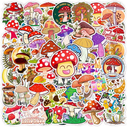 50pcs Retro Mushroom Graffiti Stickers for Helmet, Wall, DIY Decoration with Storage Box (Online Order Only)