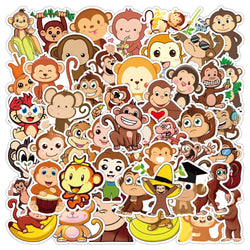 Monkey Cartoon Graffiti Stickers - Cute Animal Decals for Kids, Motorcycle, Water Bottle (10/30/50pcs) (Online Order Only)