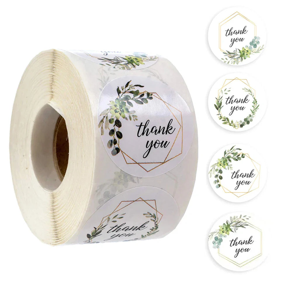 500pcs/roll Thank You Stickers Flower Pattern Party Wedding Decoration Gift Envelope Seal Labels Scrapbooking Stickers (ONLINE ORDER ONLY)