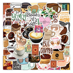 Retro Cartoon Coffee Stickers Waterproof DIY Luggage Notebook Graffiti (Online Order Only)