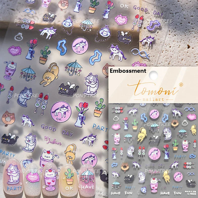 Worker's Speech Chinese Characters Abstract Comics Vivid Patterns Adhesive Nail Art Stickers Satirical Writing Manicure Decals (Online Order Only)