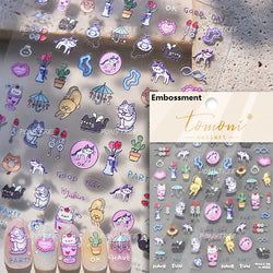 Worker's Speech Chinese Characters Abstract Comics Vivid Patterns Adhesive Nail Art Stickers Satirical Writing Manicure Decals (Online Order Only)
