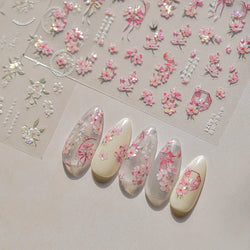 Antique Pear Blossom Peach Blossom Flower Swallow Pattern Adhesive Nail Art Stickers Spring Vibrant and Lively Manicure Decals (ONLINE ORDER ONLY)