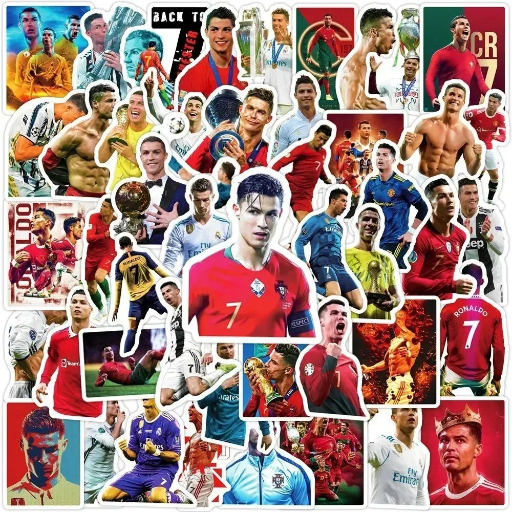 50Pcs Soccer Star Tribute Football Graffiti Stickers DIY Luggage Guitar Laptop Waterproof PVC Classic Toy Sticker Decals (ONLINE ORDER ONLY)