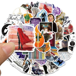50pcs Aesthetic Retro Cartoon Throne Of Glass Novel Stickers Water Bottle Sticker Luggage Laptop Guitar Waterproof Vinyl Decals (ONLINE ORDER ONLY)