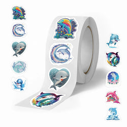 100-500pcs Cute Dolphin Stickers Reward Stickers Kids Toys DIY Scrapbook Party Gift Decoration Label Stationery Sticker (Online Order Only)