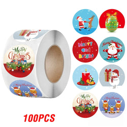 100-500pcs Merry Christmas Gift Box Decoration Seal Sticker Home Party Supplies Envelope Label Scrapbook Stickers (ONLINE ORDER ONLY)