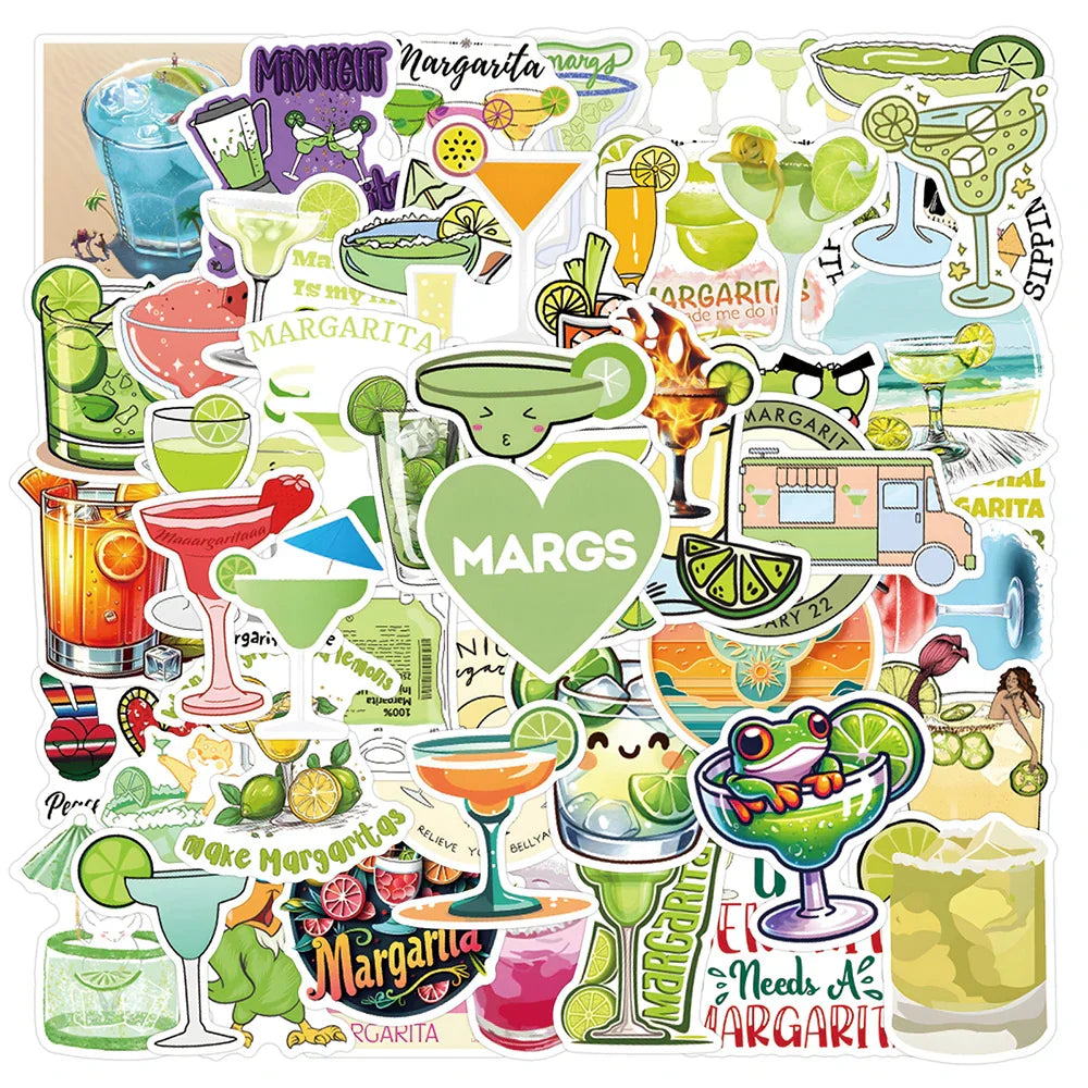 Green Margarita Stickers 10/30/50PCS Waterproof Decals for Fridge, Phone, Skateboard, Laptop, Car (Online Order Only)
