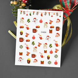 Christmas Greenery Nail Stickers Xmas Holly Animal Penguin Candy Winter Sliders Decor 2024 Holiday Decals Manicure Tips Foils *& (ONLINE ORDER ONLY)