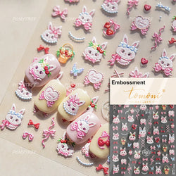 Sweet Dessert Cute Bear Cake Apple Flower Strawberry Jam Lace Line Bear Footprints Adhesive Nail Art Stickers Manicure Decals (ONLINE ORDER ONLY)