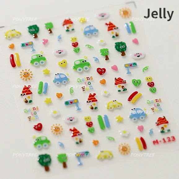 Cute Colored Mushrooms Water Bubbles Umbrella-shaped Plant Various Shapes Fungi Lovely Adhesive Nail Art Stickers Manicure Decal (ONLINE ORDER ONLY)