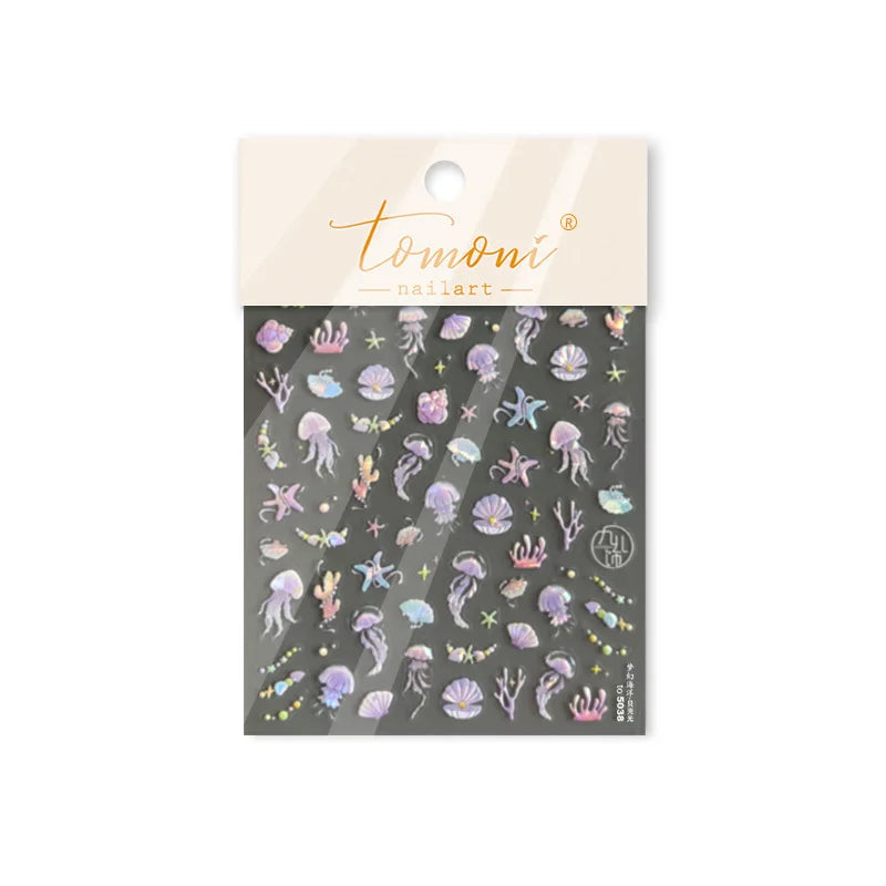Star Drift Bottle Current Bottle Jellyfish Marine Meteor Water Bubble Love Heart Self Adhesive Nail Art Stickers Manicure Decals (ONLINE ORDER ONLY)