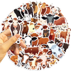 50PCS Cute Cow PVC Sticker Aesthetic DIY Children's Decoration Scrapbooking Korean Stationery School Supplies for Kids (ONLINE ORDER ONLY)