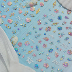 Beach Colourful Conch Dolphin Shell Starfish Jellyfish Star Summer Sea Wave Vacation Mode Water Bubble Nail Art Stickers Decals (Online Order Only)