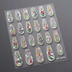 Retro Rose Gold Silver Totem Picture Photo Frame Flower 5D Self Adhesive Nail Art Stickers 5D Shiny Rhinestone Manicure Decals (ONLINE ORDER ONLY)