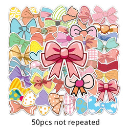 50pcs Cute Cartoon Bow Stickers for Helmet, Wall, DIY Decoration (Online Order Only)