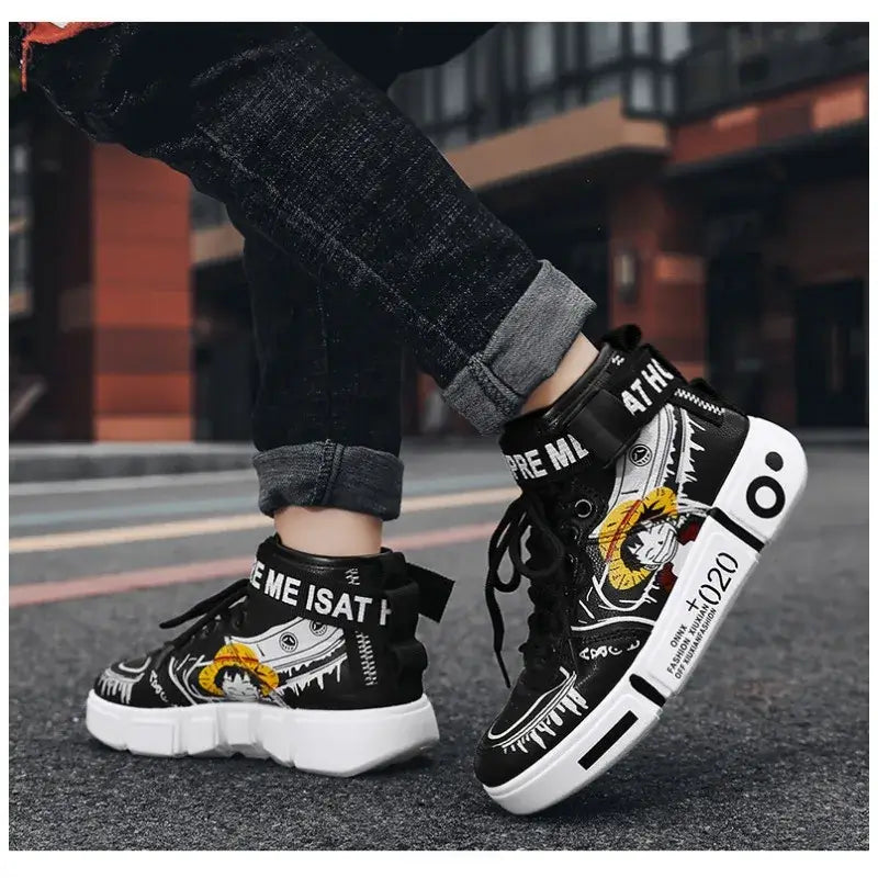 One Piece Luffy High Top Shoes Zoro Anime Sneakers (ONLINE ORDER ONLY)
