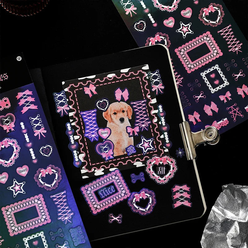 Korea Ins Sweet Love Chain Dialog Decorative Stickers Hand Account Idol Card DIY Material Sticker Personalized Kawaii Stationery (ONLINE ORDER ONLY)