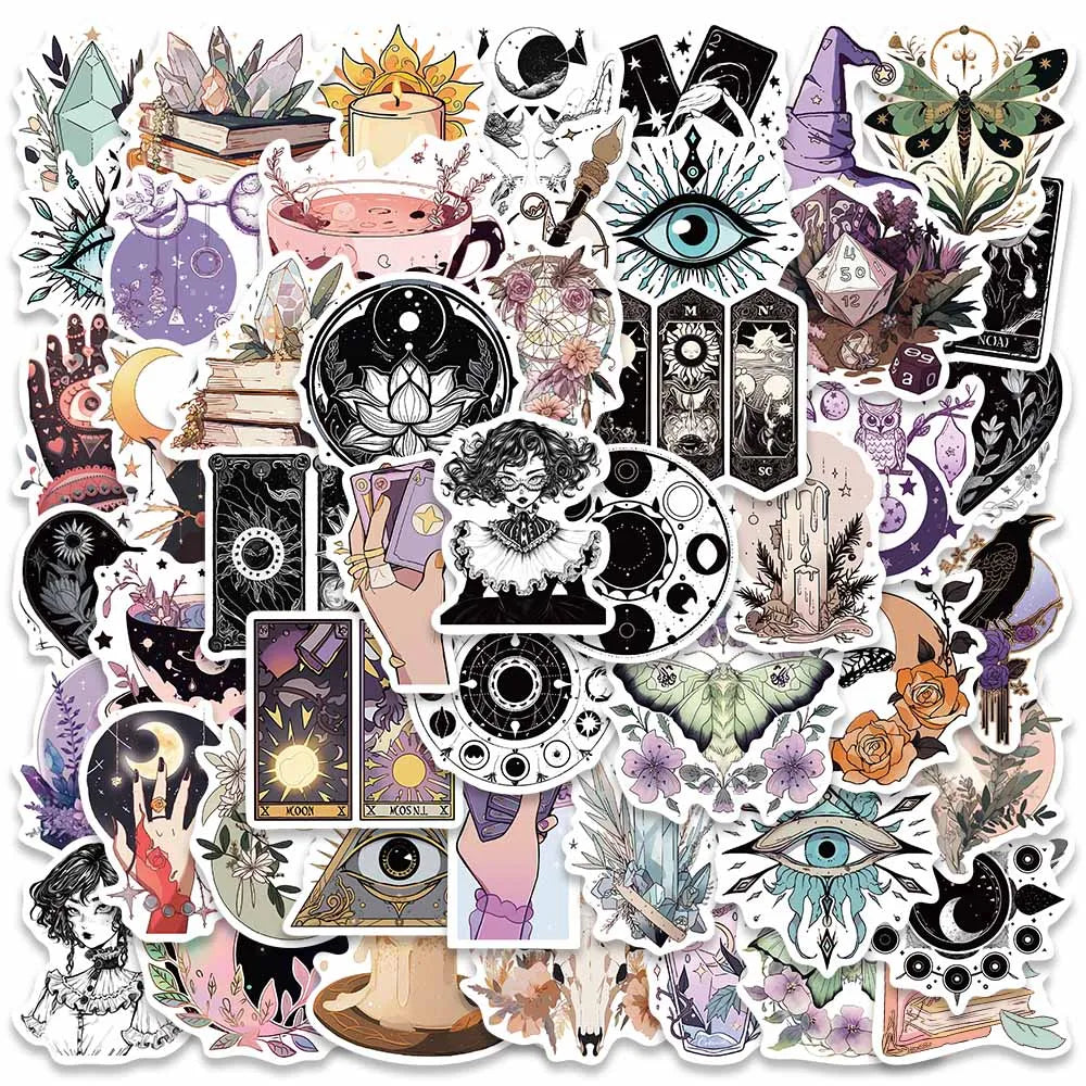 50PCS Gothic Tarot Witch Stickers for Fridge, Guitar, Phone, Bottle, Kids (Online Order Only)