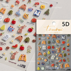 Shiny Attractive Apple Core Peel Cute Fruits Bowknot Tie Star Self Adhesive Nail Art Stickers Charming Rhinestone Manicure Decal (ONLINE ORDER ONLY)