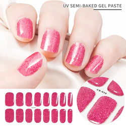 Nude Pink French Semi-Cured Gel Nail Patch Slider Adhesive Waterproof Long Lasting Full Cover Gel Nail Sticker UV Lamp Needed *^ (ONLINE ORDER ONLY)