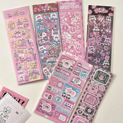 Korean ins Cute Punk Rock Bunny Stickers Hand Account Idol Card DIY Material Decorative Sticker Personalized Kawaii Stationery (Online Order Only)