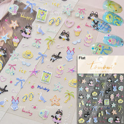 Summer Beach Bikini Watermelon Hat Sandals Ice Cream Shell Conch Starfish Cat Duck Nail Art Decoration Stickers Manicure Decals (ONLINE ORDER ONLY)