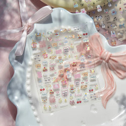 Graffiti Bear Cat Kitten Dog Puppy Bowknot Cake Tulip Note Star Cherry Cup Adhesive Nail Art Decoration Sticker Manicure Decals (ONLINE ORDER ONLY)