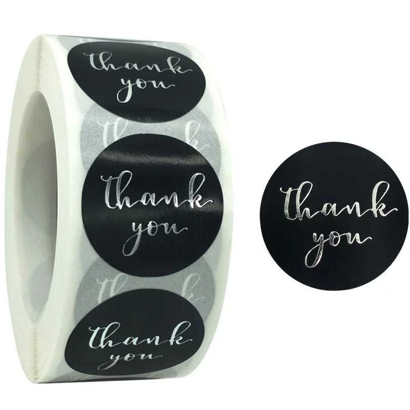 500 Pcs Round Black Thank You Bond Party Adhesive Diy Seal Stickers Decorative Album Diary Cartoon Label Decor (ONLINE ORDER ONLY)