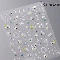 Retro Rose Gold Photo Frame Dried Flower Delicate Totem 3D Self Adhesive Nail Art Stickers 5D Shiny Rhinestone Manicure Decals (ONLINE ORDER ONLY)