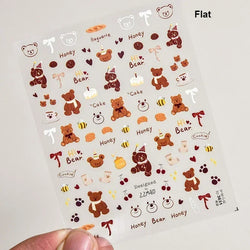 Bowknot Dog puppy Christmas Hat Strawberry Cake Food Coffee Cherry Love Heart Adhesive Nail Art Sticker Reliefs Manicure Decals (Online Order Only)