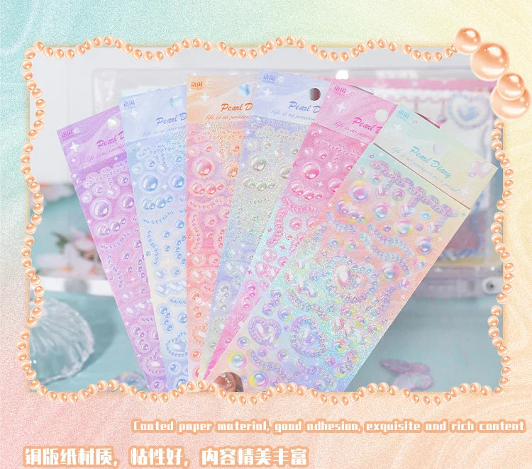1Pcs Cute Love Romantic Pearl Scrapbooking Stickers Korean ins Hand Account Idol Card Album DIY Deco Material Stationery Sticker (ONLINE ORDER ONLY)