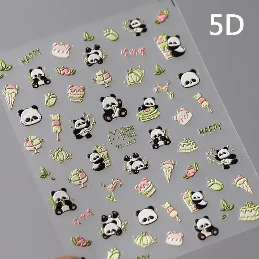 Charming Cherry's Cake Cute Bowknot Pink Blue Bear Flower Bouquet Strawberry Adhesive Nail Art Sticker Rhinestone Manicure Decal (Online Order Only)