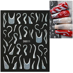 1pc Christmas Nail Sticker 3D Gold Glitter Snowflake Elk Penguin Bells Design Adhesive Nail Slider Decals Winter Manicure Decor* (Online Order Only)