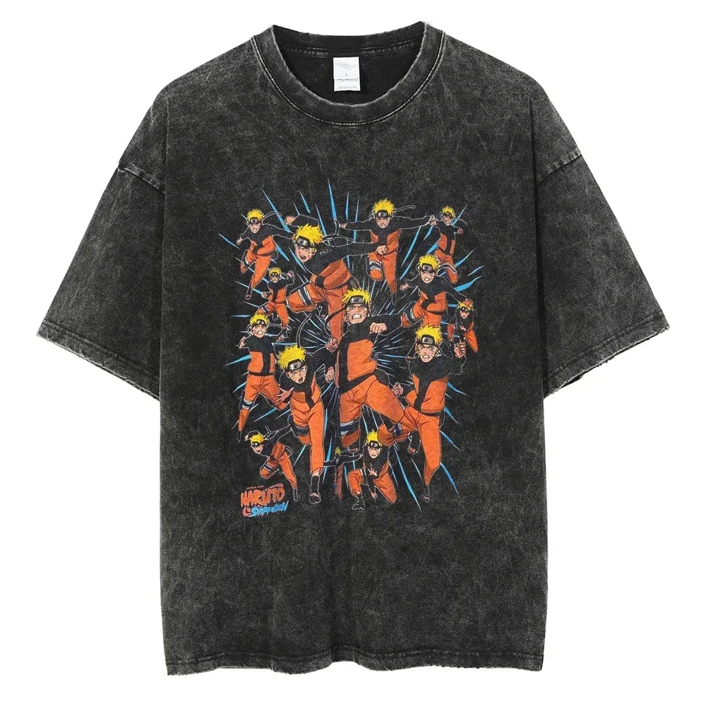 Naruto Rock Lee Streetwear T Shirt Vintage Washed Black (ONLINE ORDER ONLY)