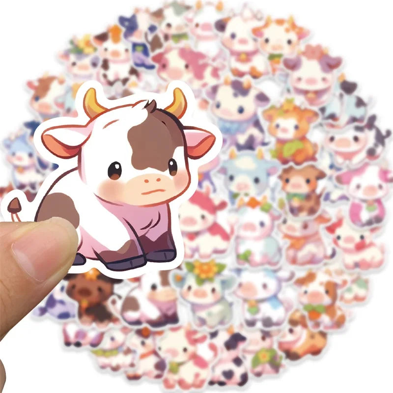 10/30/50PCS Cute Rainbow Cow PVC Sticky Sticker Aesthetic DIY Korean Stationery Decoration Scrapbooking School Supplies for Kids (ONLINE ORDER ONLY)
