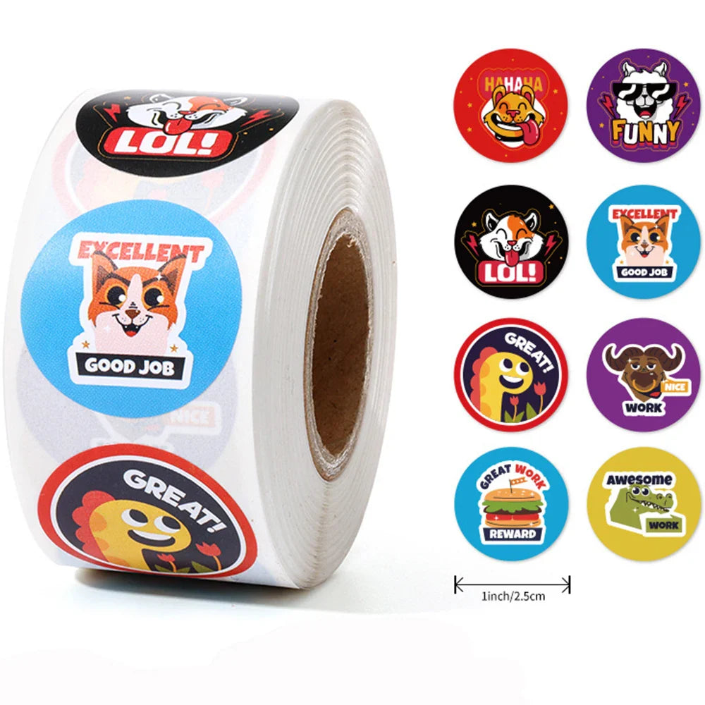 100-500pcs Teacher Reward Sticker Fun Motivation Animal Sticker For School Teacher Student Stationery Stickers (Online Order Only)