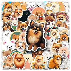 50Pcs Pomeranian Cartoon Waterproof Vinyl Stickers for Skateboard Snowboard Home Decor (ONLINE ORDER ONLY)