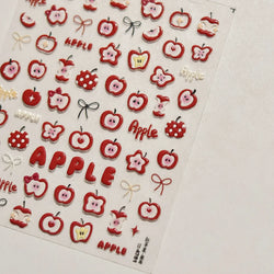 Shiny Attractive Apple Core Peel Cute Fruits Bowknot Tie Star Self Adhesive Nail Art Stickers Charming Rhinestone Manicure Decal (ONLINE ORDER ONLY)