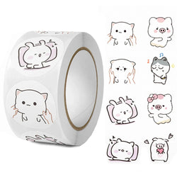 500pcs/Roll Cartoon Animal Stickers Anime Round Seal Diy Laptop Decals Stickers Cute Book Children Reward Kids Toy Gift (ONLINE ORDER ONLY)