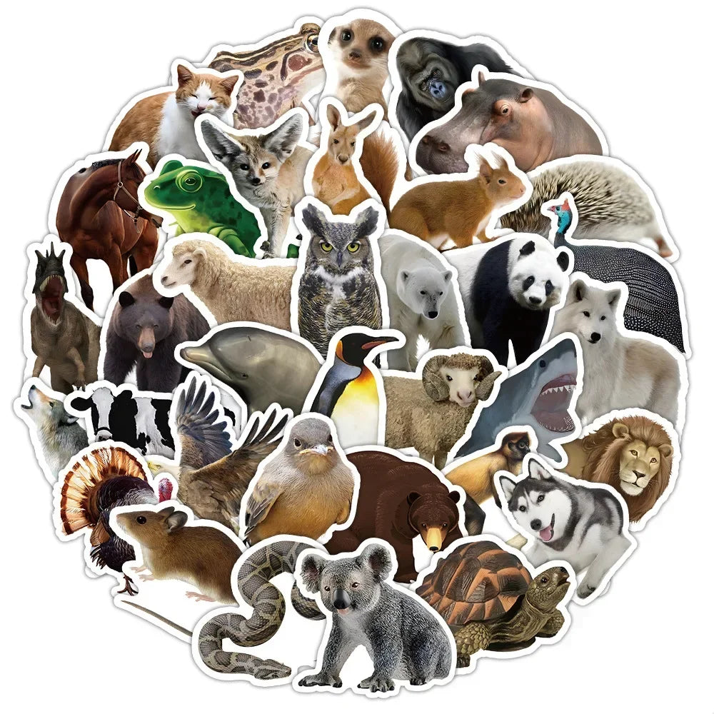 10/50Pcs Realistic Wildlife Elephant Panda Animals Graffiti Stickers for Notebook Suitcase Skateboard Luggage Waterproof Sticker (Online Order Only)