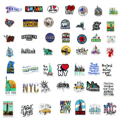 50Pcs New York Stickers America Kawaii Cartoon Decal For Skateboard Bicycle Guitar Laptop Kids Waterproof Stiker Toys (ONLINE ORDER ONLY)
